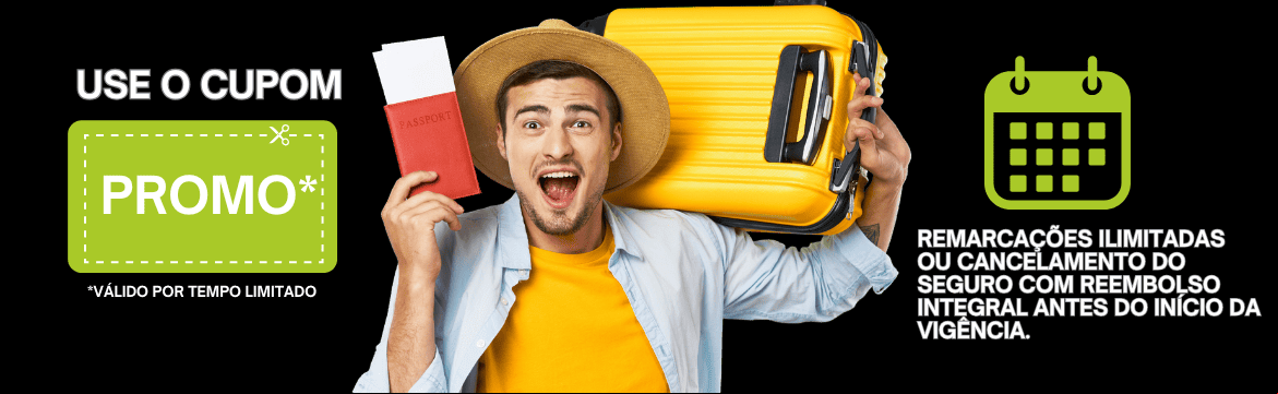 Use o cupom DESCONTO e compre seu SEGURO VIAGEM pelo MENOR PREÇO GARANTIDO